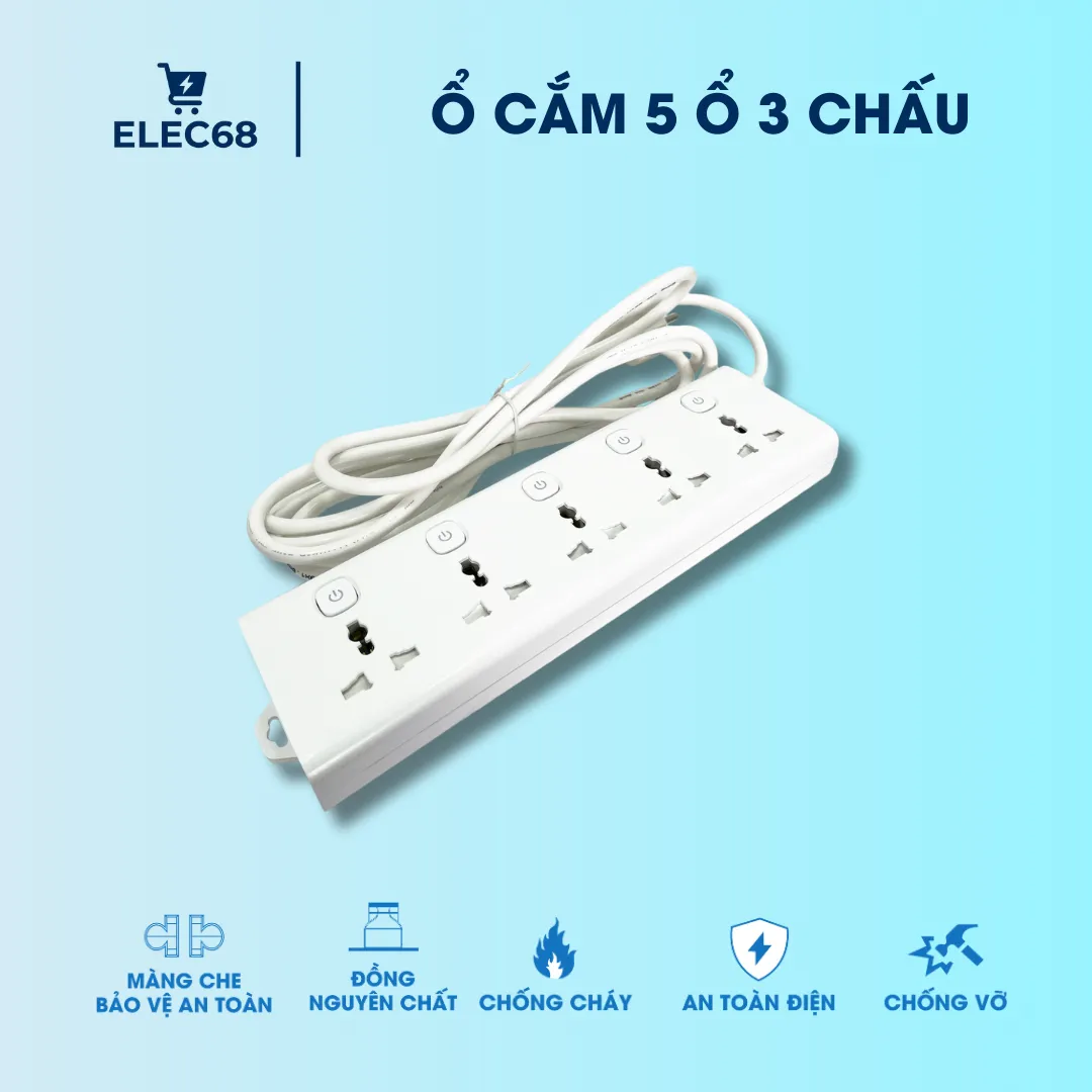 ổ cắm 5 ổ 3 chấu
