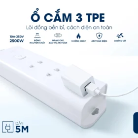 Ổ CẮM 3 TPE: LÕI ĐỒNG BỀN BỈ, CÁCH ĐIỆN AN TOÀN